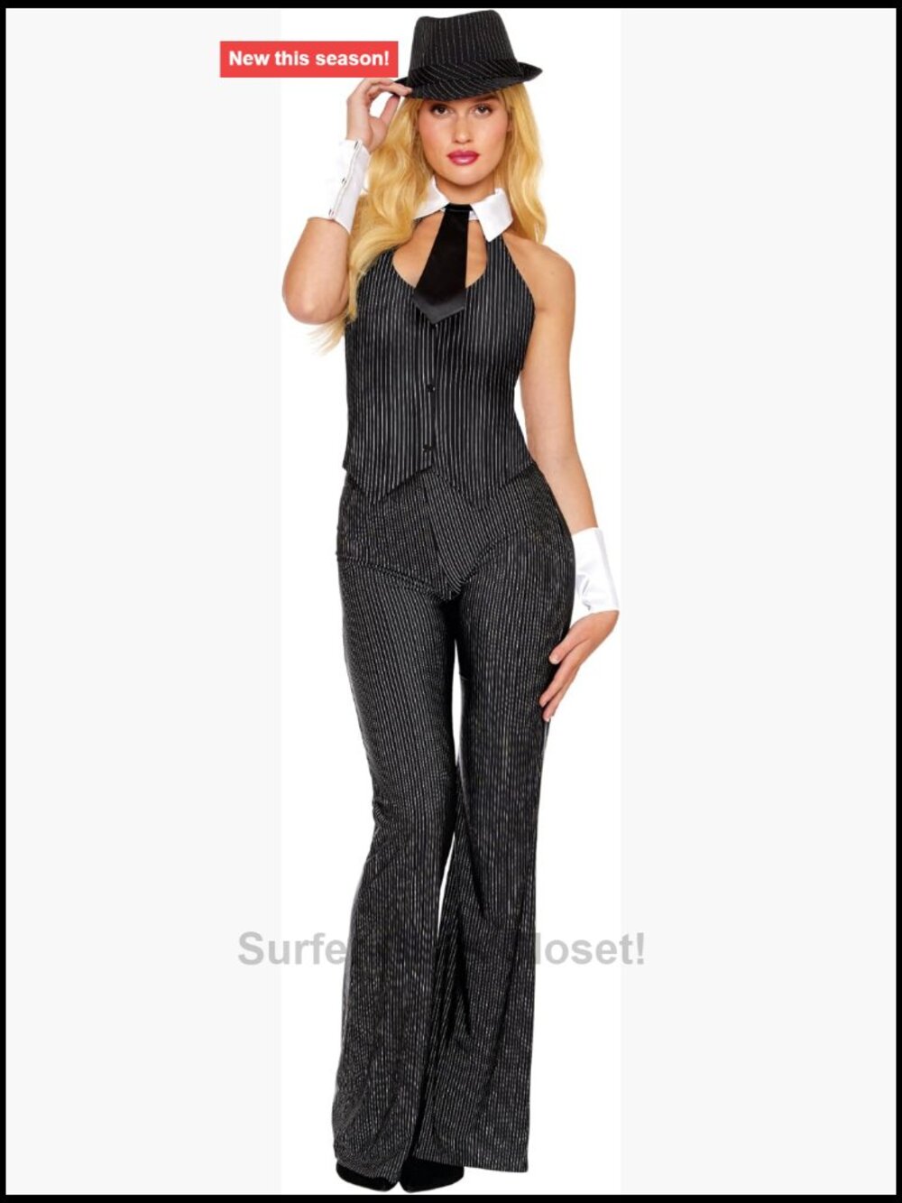 Smooth Criminal Costume pinstripe set with Fedora Hat Cuffs